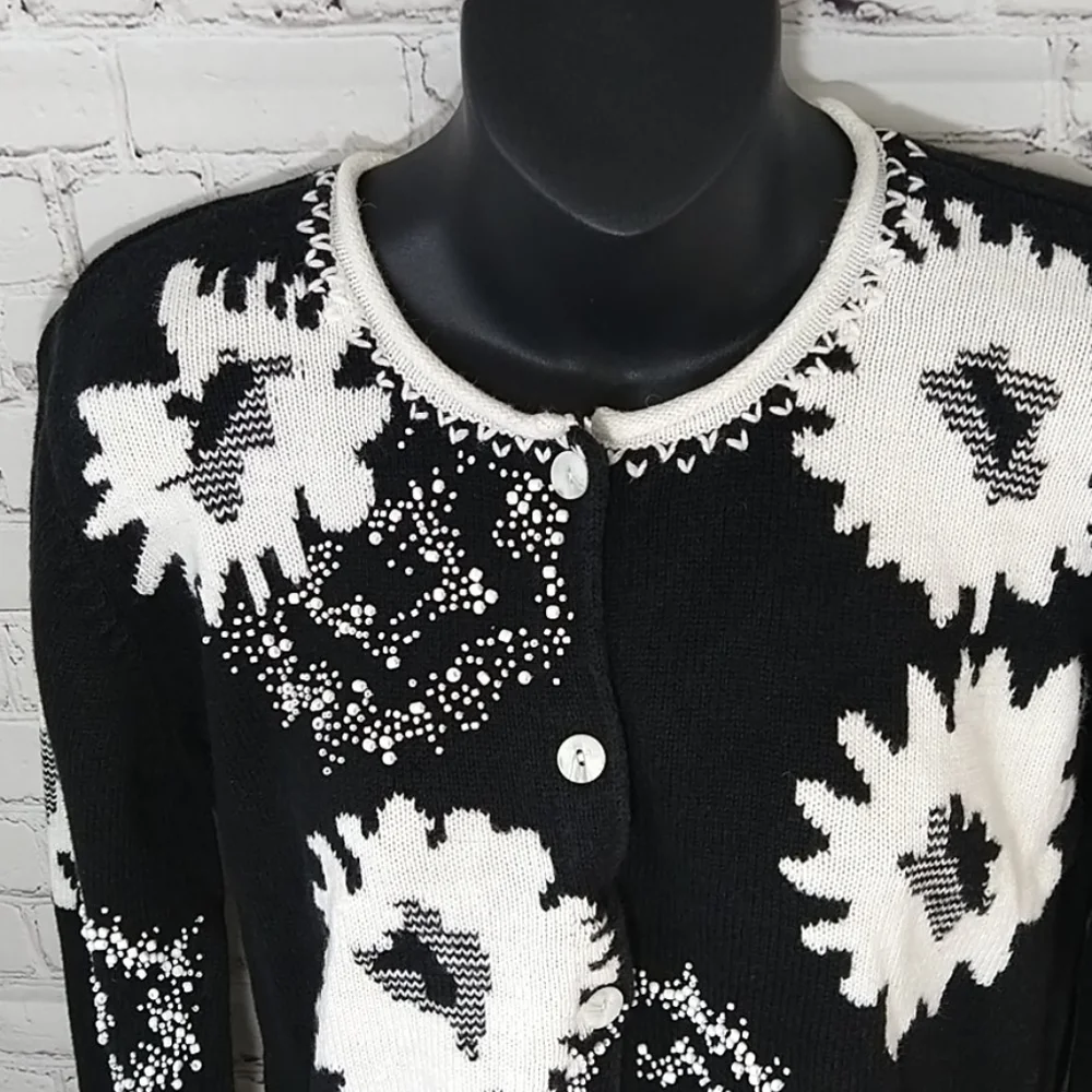 Susan Bristol Black and White Sweater Jacket